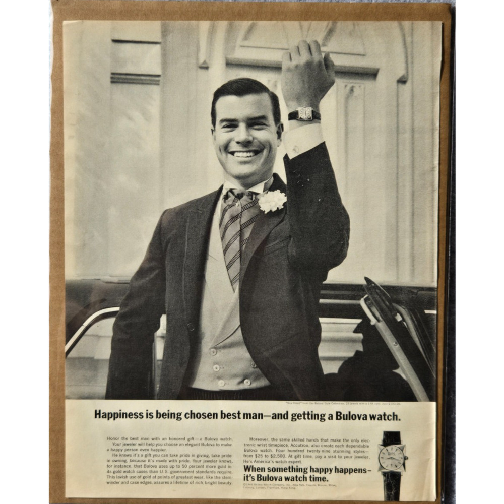 Vintage Bulova Watch Print Advertisement from 1966 Look Magazine